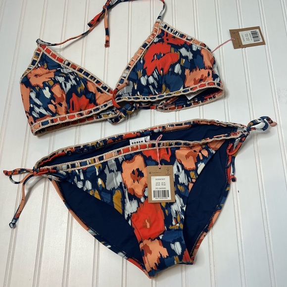 Boden Crochet Trim Two Piece Halter Bikini Swimsuit Women Swim US 14 NEW. 399 - Picture 3 of 6